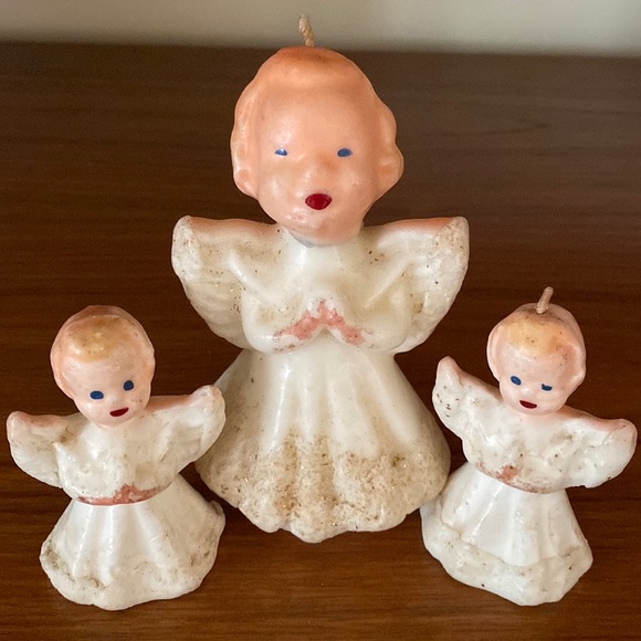 VTG Christmas Angel Candles Set of 3 - Picture 1 of 10